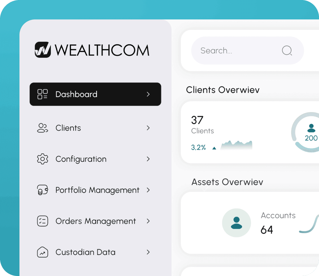 Mobile wealth management advisor cockpit dashboard interface