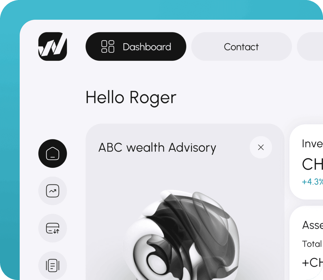 Mobile client wealth management dashboard interface